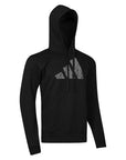 Black hoodie with adidas logo on a white background