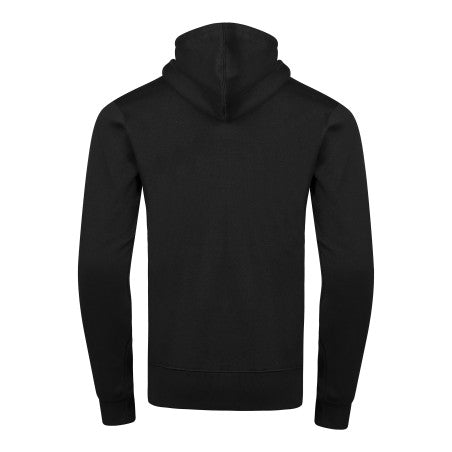 Black adidas hoodie shown from the back on a white background