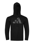 Black hoodie with a logo on a white background