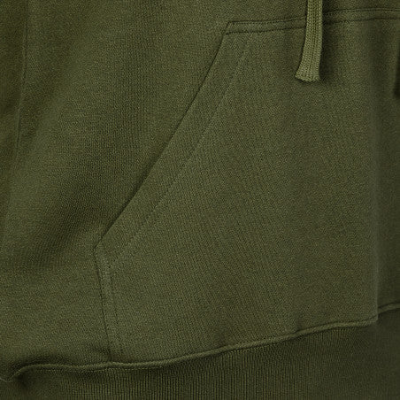 Close-up of a green hoodie with a pocket