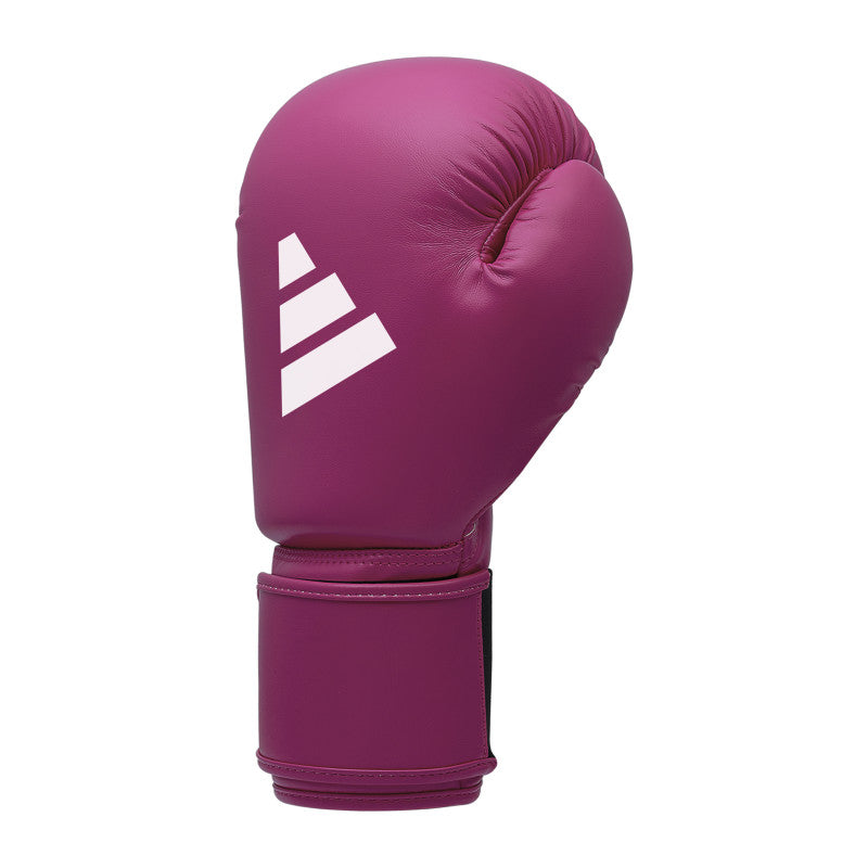 A pink boxing glove with white stripes, adidas FLX 3.0 Speed 50.