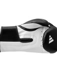 Black and white boxing glove on a white background
