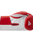 Red and white boxing glove on a white background