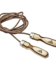 Retro style jump rope with wooden handles for boxing accessories.