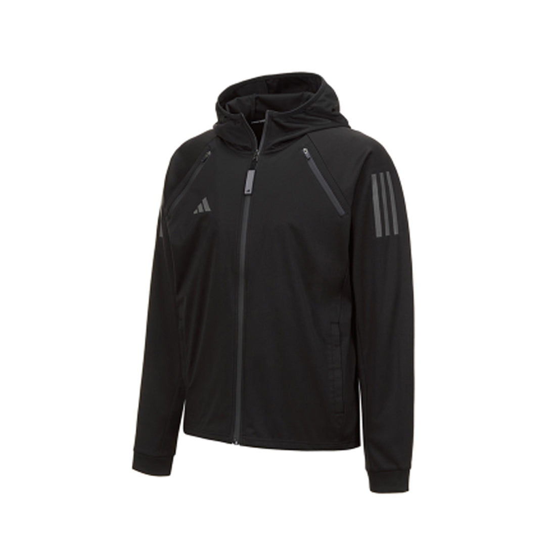 Black jacket with a zipper from adidas Men&#39;s Hydrosuit adiSS23 collection.