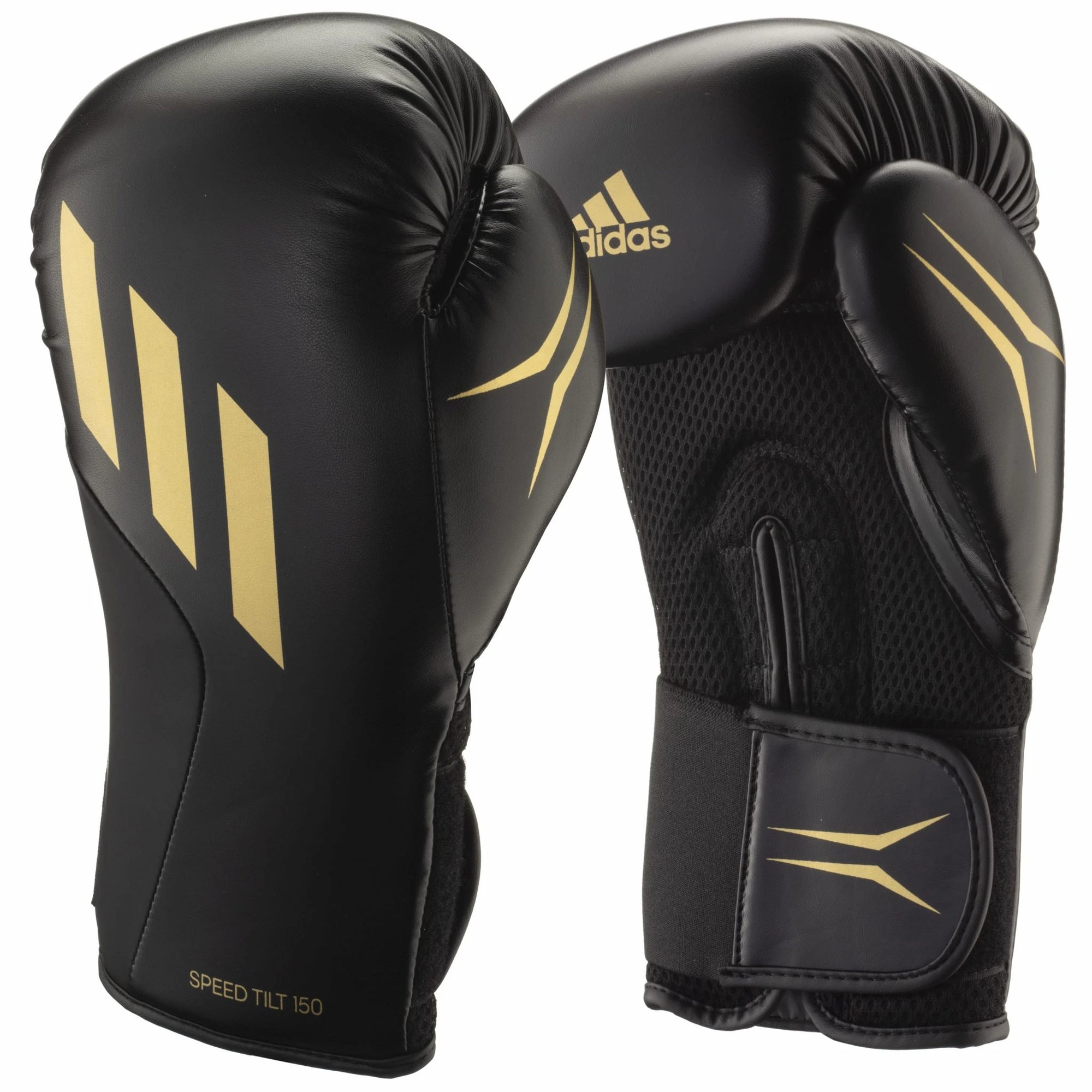 A pair of Speed TILT 150 training boxing gloves, black and grey.