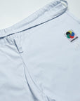 White shorts with Adidas logo for karate uniforms.