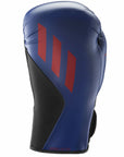 A blue and black boxing glove, 8 oz for training.