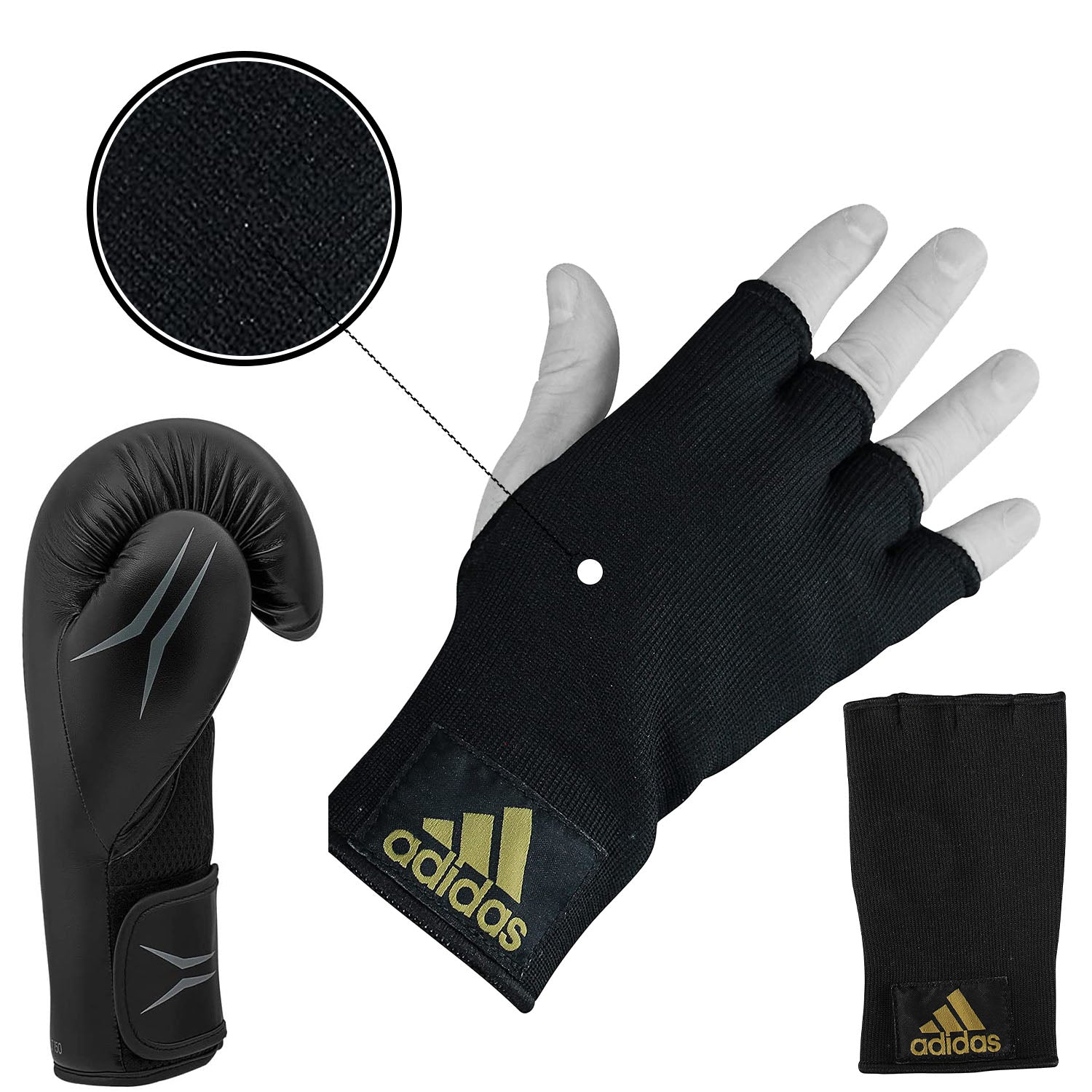 Adidas Speed Tilt 150 gloves with gloved hand demonstration.