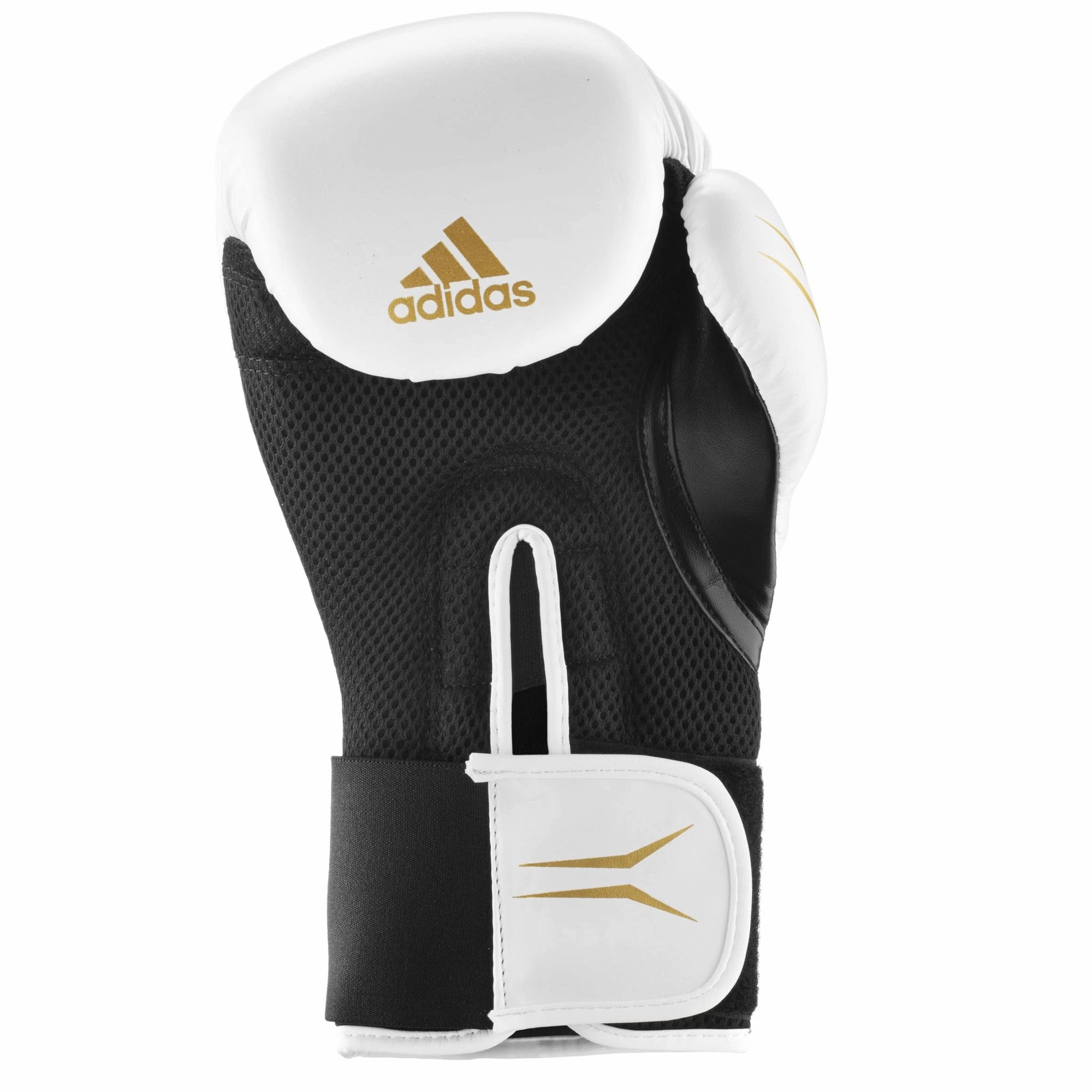 A black and Mat Black boxing glove with gold detail, 16 oz.