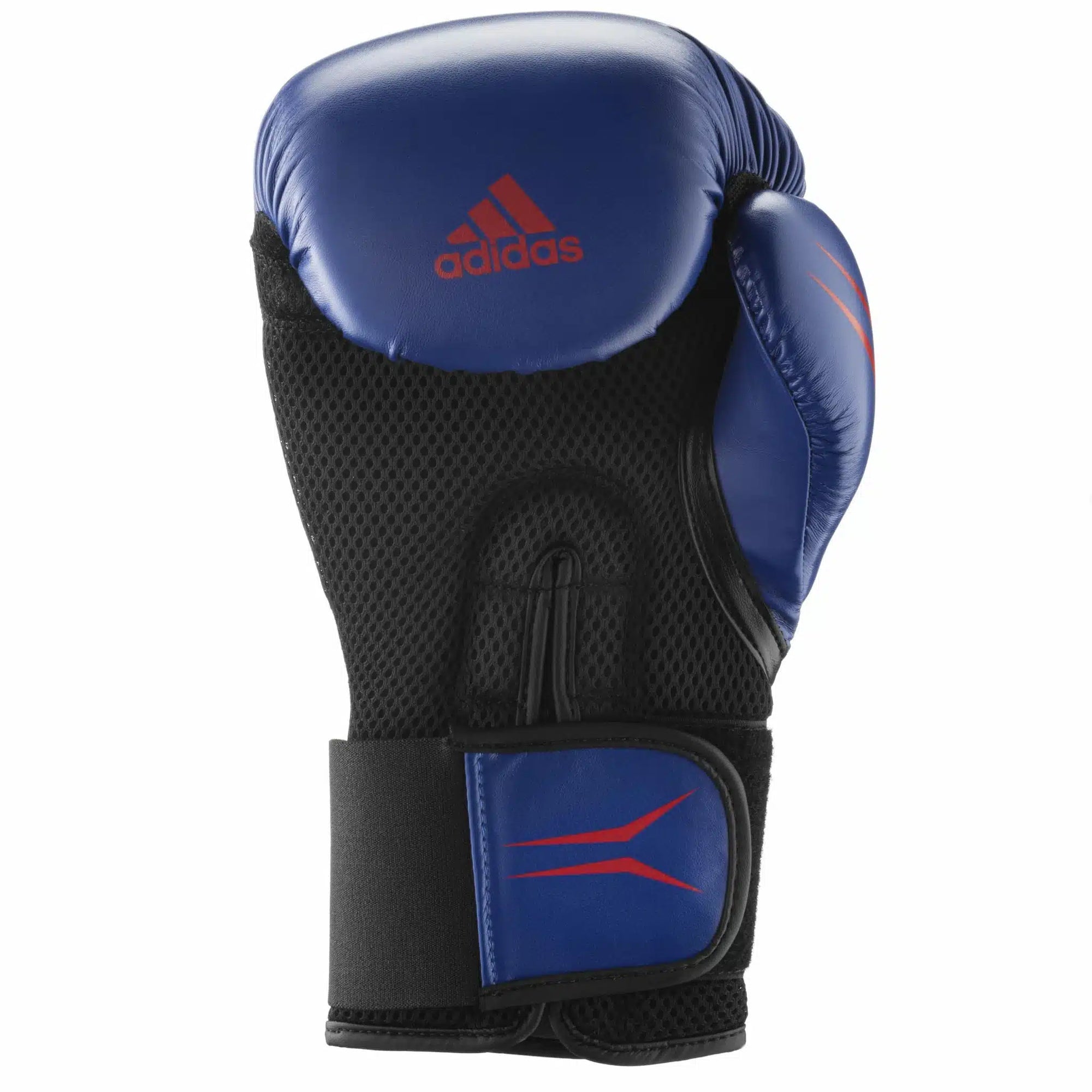 A blue boxing glove with red logo, 16 oz, Royal/Mat Black/Solar.