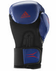 A blue boxing glove with red logo, 16 oz, Royal/Mat Black/Solar.