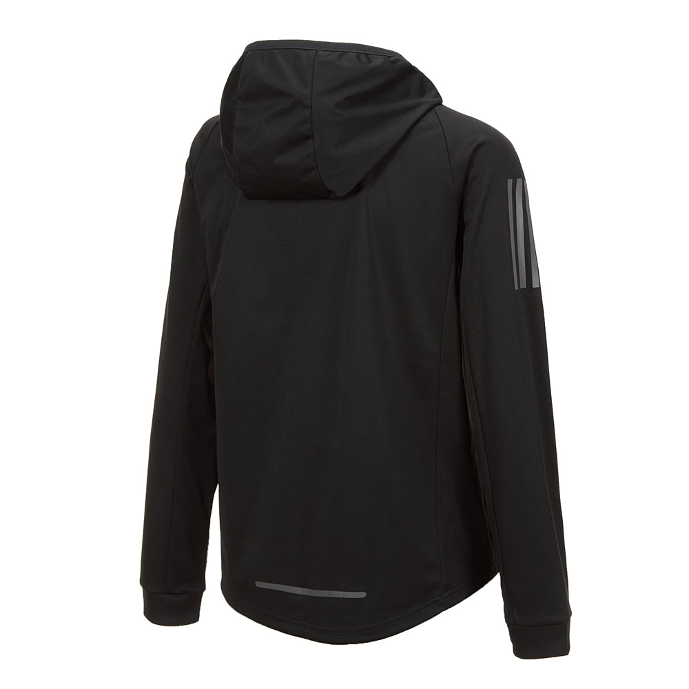 Black jacket with hood, part of adidas Men&#39;s Hydrosuit collection.