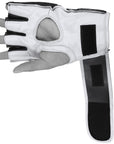 Hand wearing adidas grappling training glove.