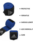 Several rolls of blue bandages for hand protection.