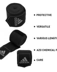 Close-up of black bandages for boxing hand wraps bundle deal.