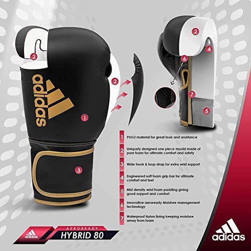 Black and white boxing glove, adidas brand.