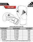 Boxing gloves size chart diagram for accurate fitting.