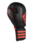 Black and red boxing glove, Adidas Hybrid 50 model.