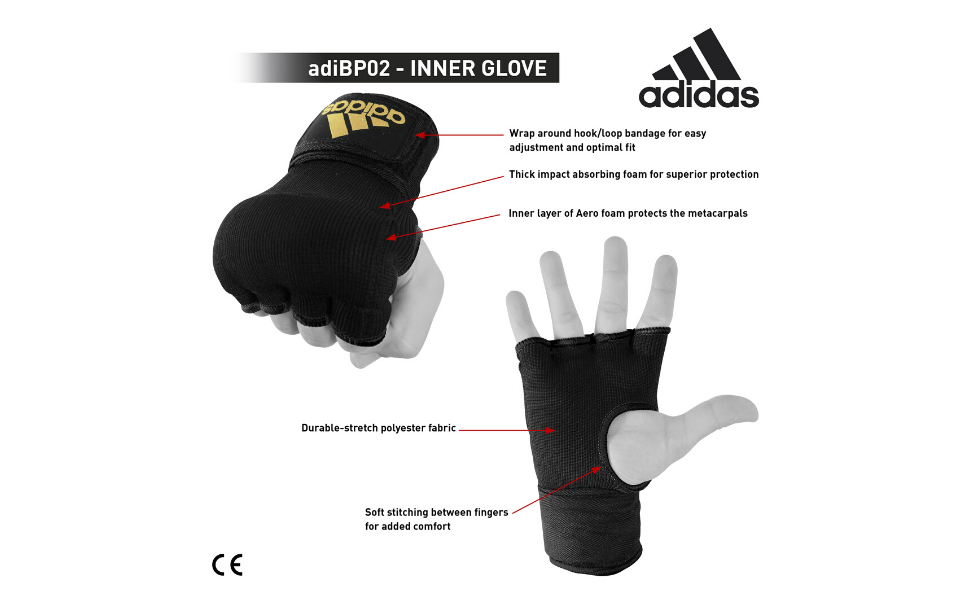 Hand with a black boxing glove from adidas bundle.