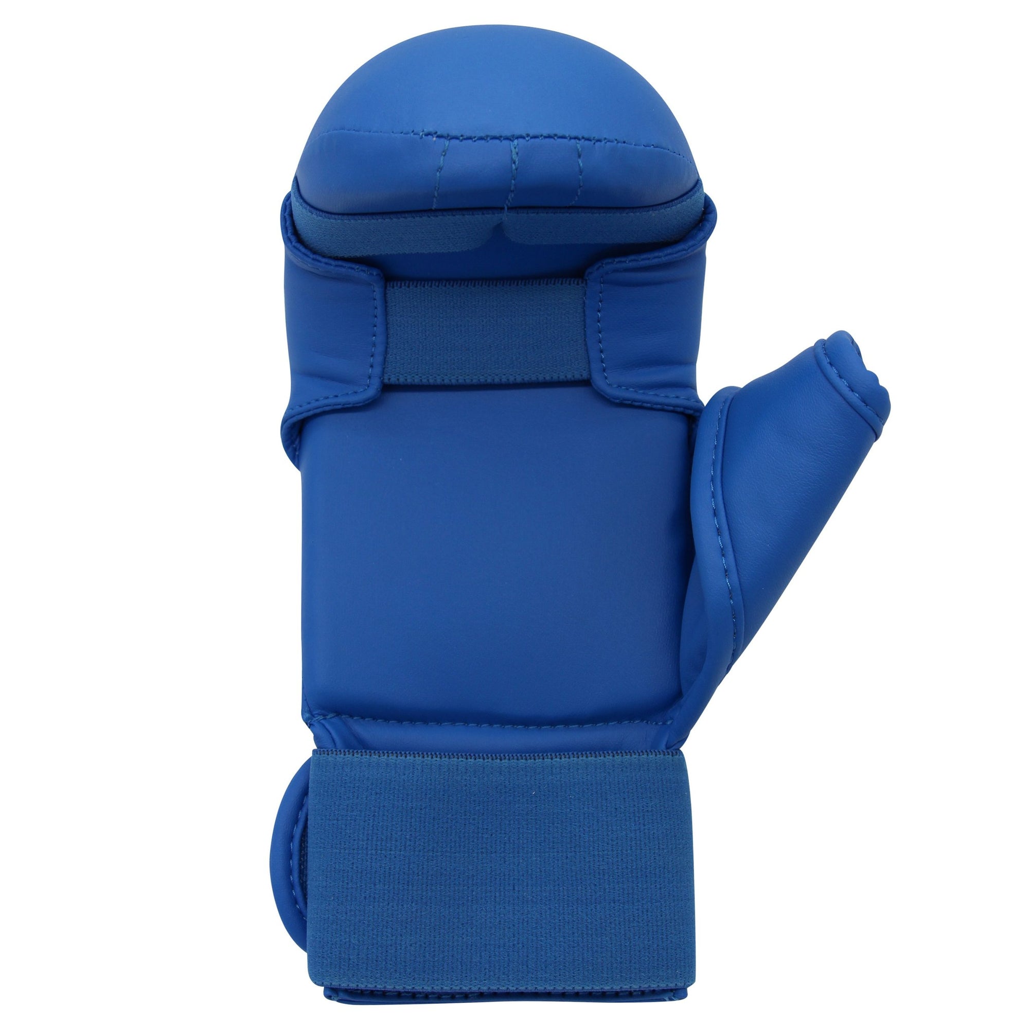 Blue boxing glove on a white background, size M, adidas WKF approved mitt.