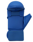 Blue boxing glove on a white background, size M, adidas WKF approved mitt.