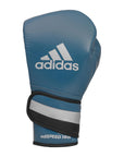 Blue boxing glove with silver stripes, genuine leather.