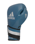 Blue boxing glove with white stripes, 12 oz size.