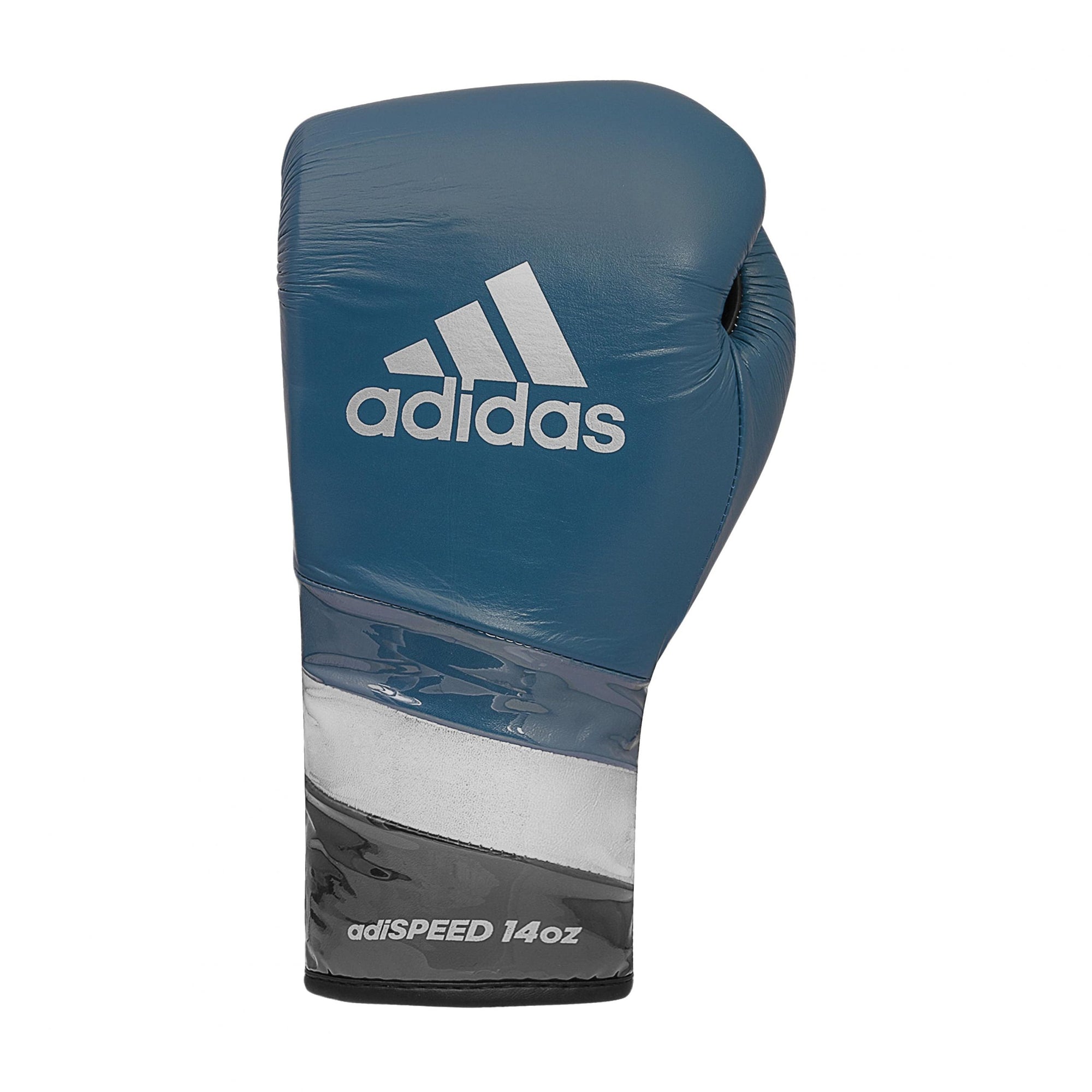 Blue boxing glove with white and black stripes, 14 oz, limited edition.