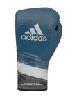 Blue boxing glove with white and black stripes, 14 oz, limited edition.