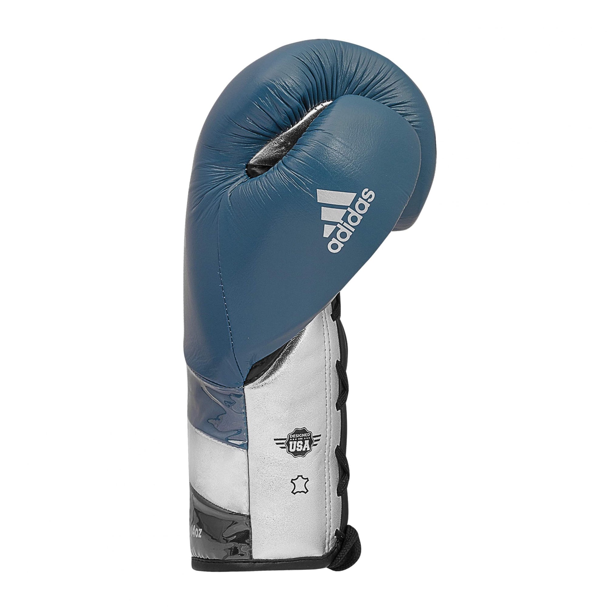 Blue boxing glove on a white background, 12 oz.