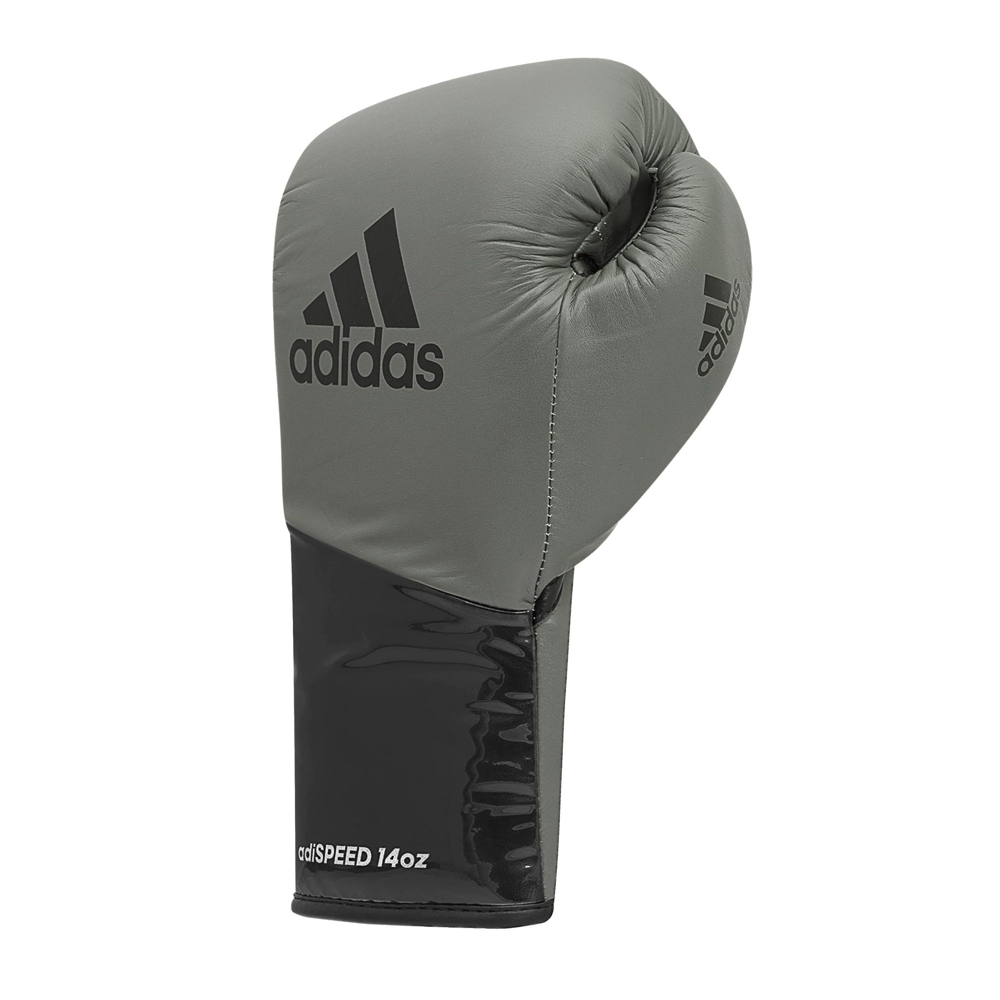 Midnight/Silver/Black boxing glove on a white background, 16 oz size.