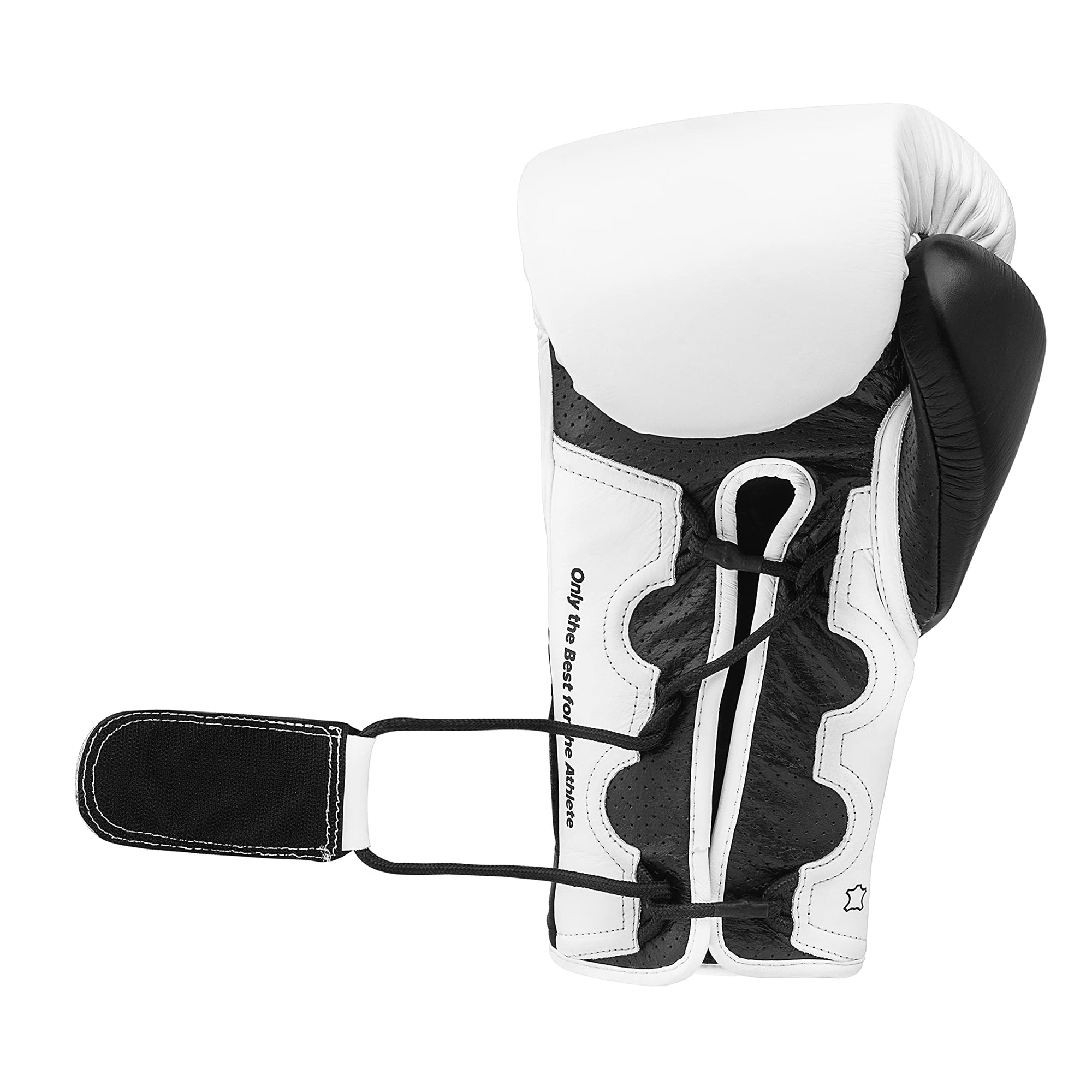 Black and white adidas Hybrid 350 boxing glove.