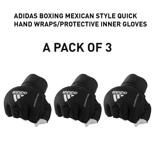 Black gloves with white text from adidas boxing bundle.