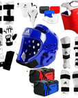 Image of adidas Taekwondo sparring gear set collage.