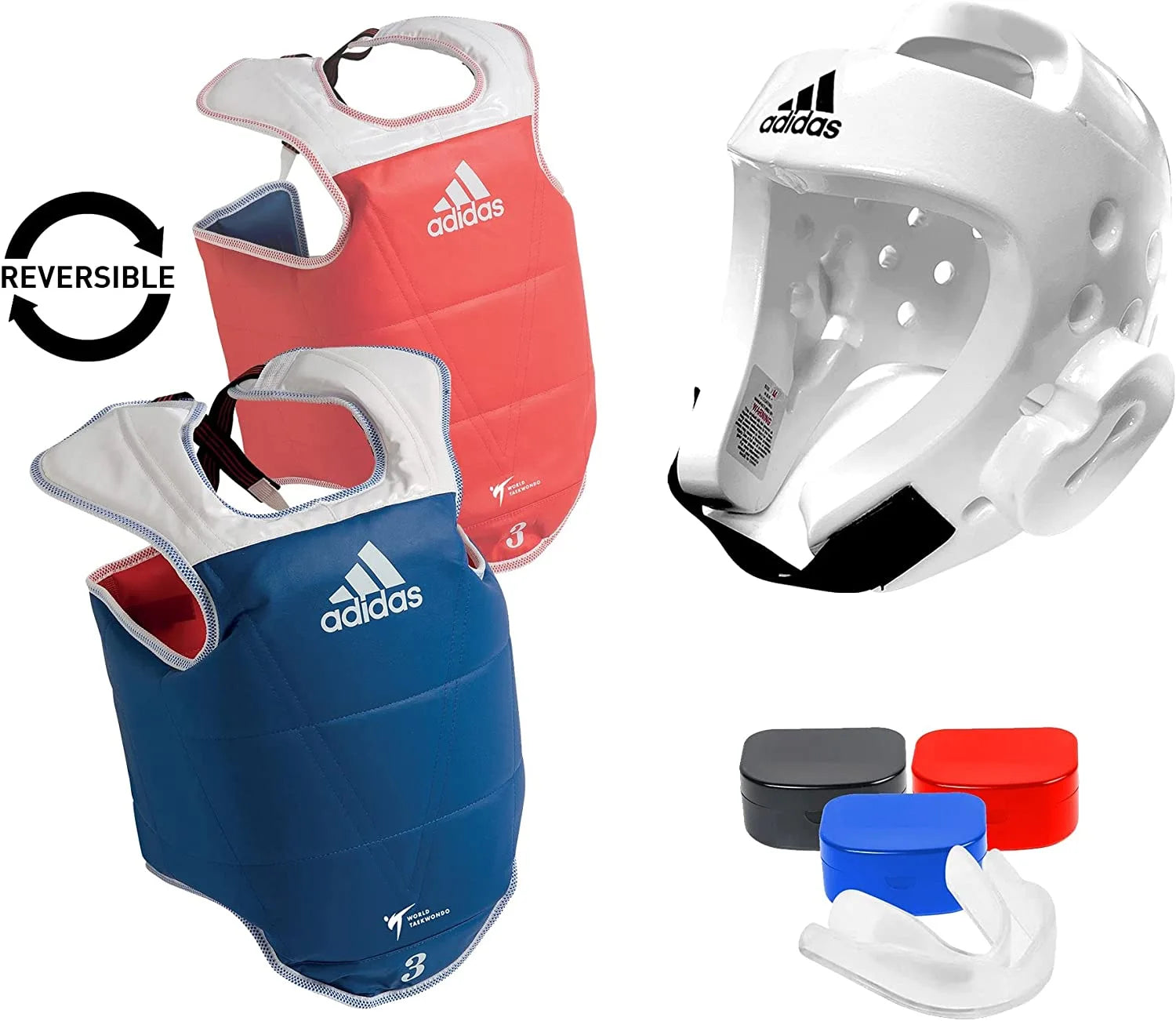 Image of adidas Taekwondo sparring gear set collage.