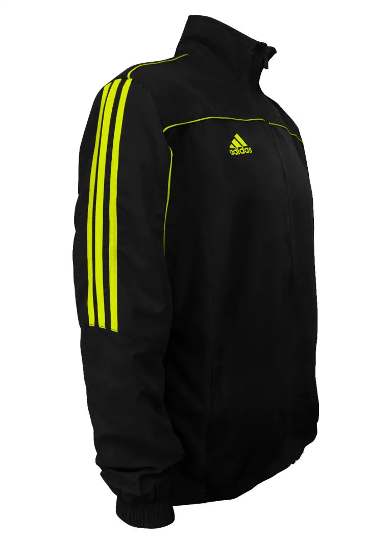 Black jacket with yellow stripes, adidas martial arts 3-stripes, size Child M.