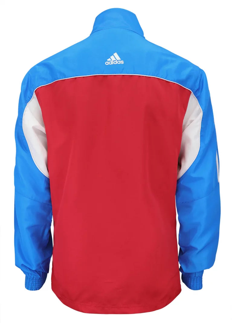 Blue and red jacket for martial arts.