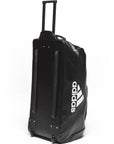 Adidas trolley bag, black with handles, for karate accessories.