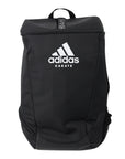 Adidas black backpack with white text for Karate and Martial Arts.