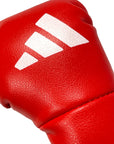 Red adidas boxing glove keychain with white logo.