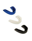 Close-up of several mouth guards for karate protection.