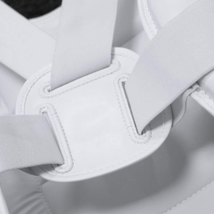 White chest guard with white straps, Adidas Plastron, size XXS.