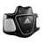 Black and white Adidas boxing pad used for coaching.