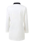 White coat with black trim, part of adiPRO Olympic Taekwondo Sparring Uniform.