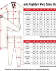 Diagram of white uniform with red and black trim, adiPRO Olympic Sparring Uniform.