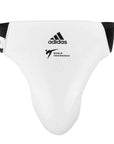 White and black thong for taekwondo sparring gear.