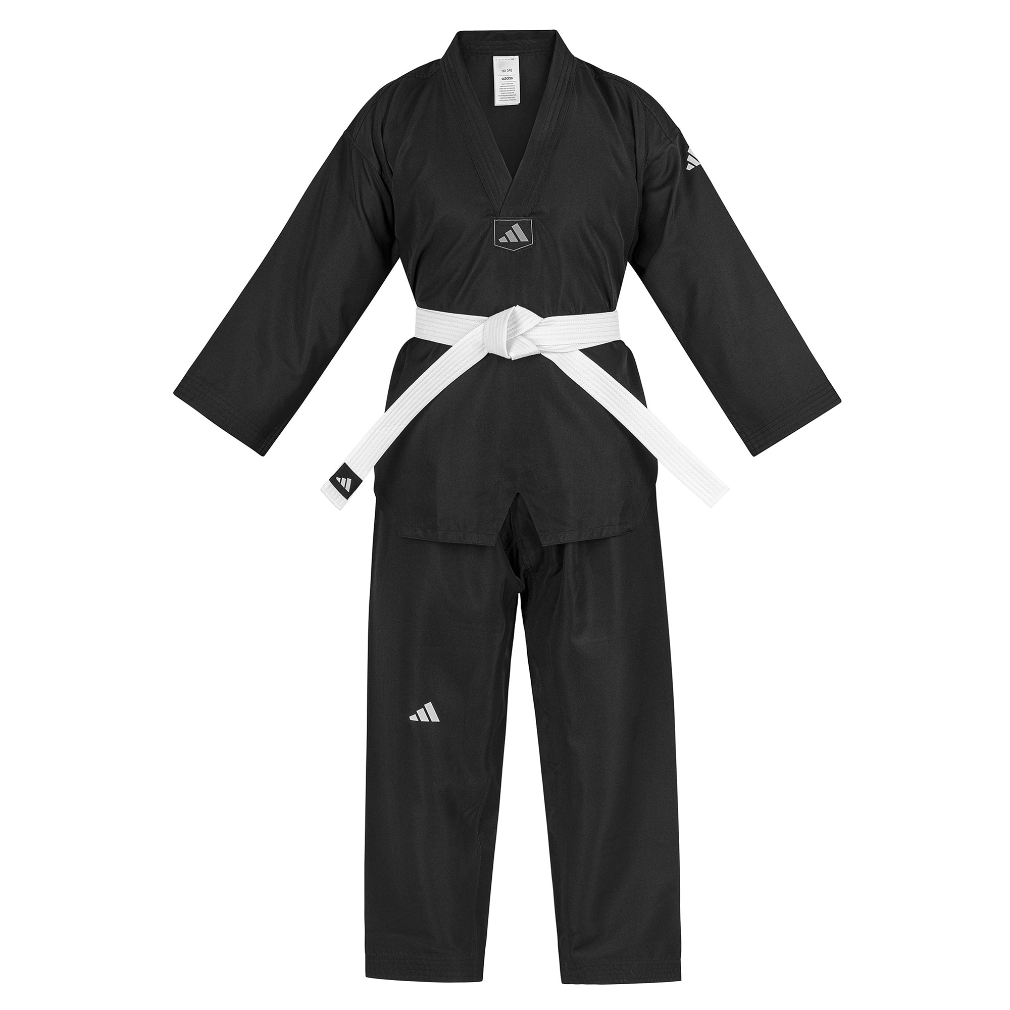 adidas Taekwondo V-Neck Uniform (TKD01)--White, Black, Red/Black, Blue/Black, Poom Trim