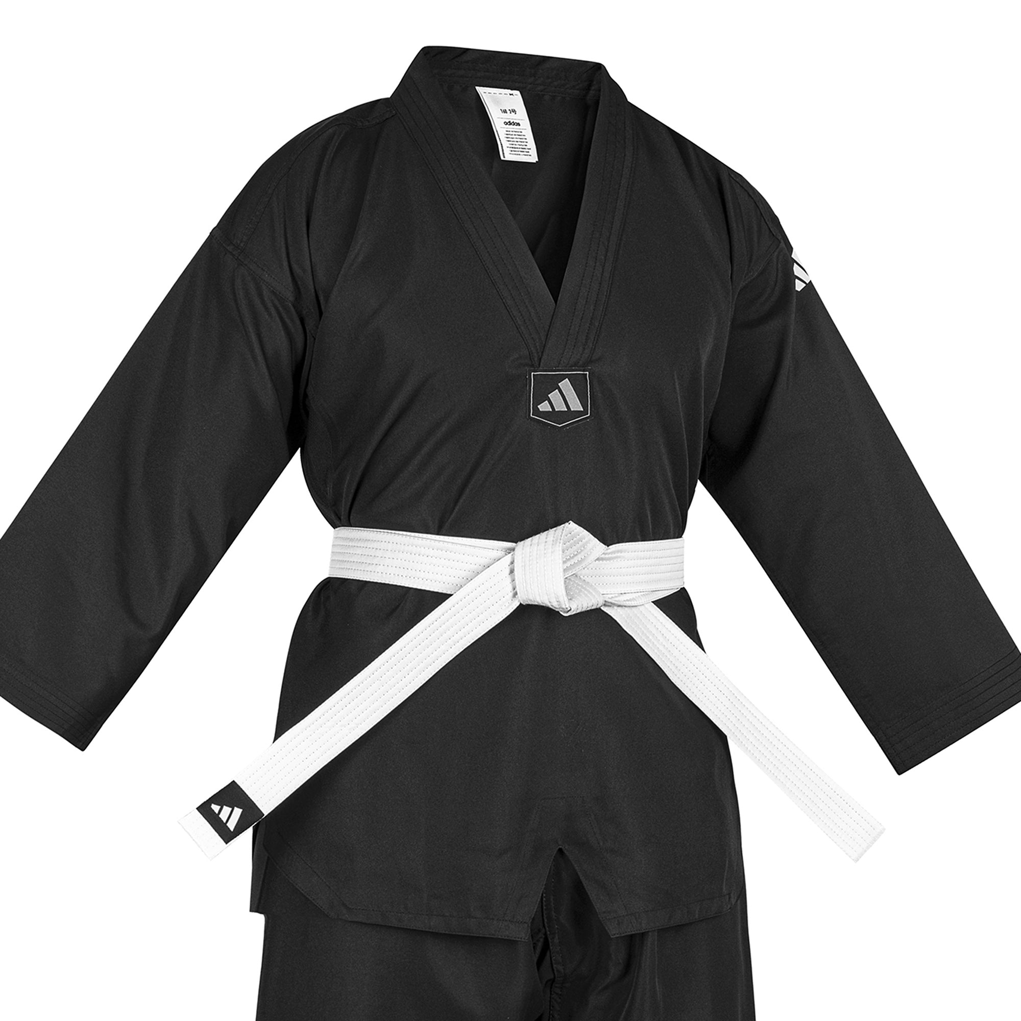 adidas Taekwondo V-Neck Uniform (TKD01)--White, Black, Red/Black, Blue/Black, Poom Trim