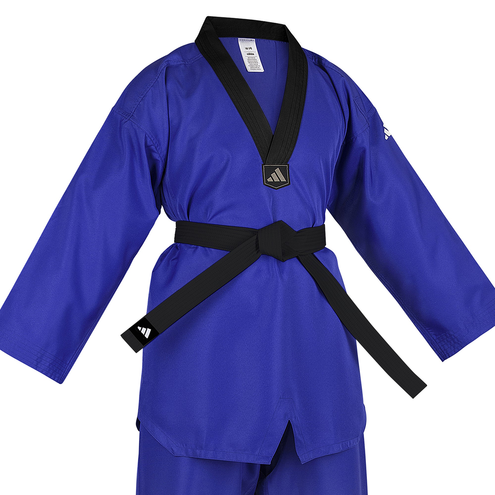 adidas Taekwondo V-Neck Uniform (TKD01)--White, Black, Red/Black, Blue/Black, Poom Trim